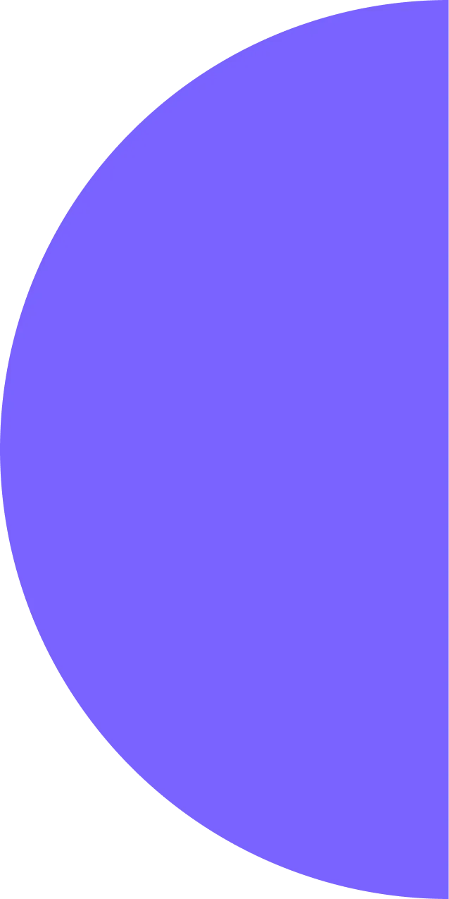 A large, solid purple semicircle fills the left side of a white background, its curved edge extending toward the right—perfect for illustrating concepts in digital marketing or social media management.