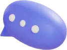A blue 3D speech bubble with three white dots in the center, set against a light background—perfect for web site design or social media management visuals.